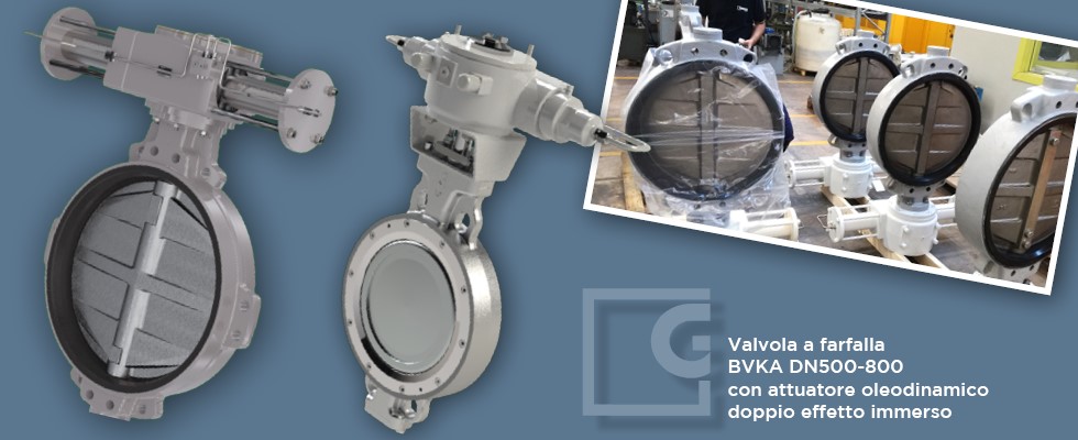 Valvola a farfalla BVKA DN500-800 con attuatore oleodinamico doppio effetto immerso